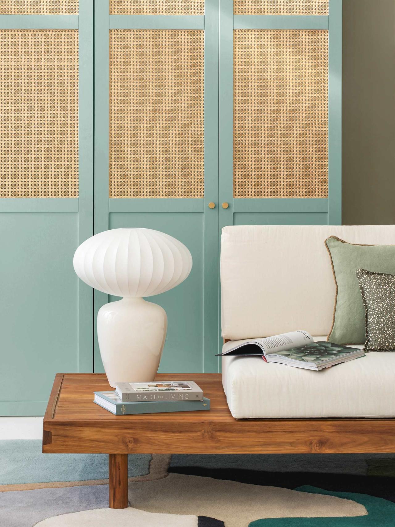 Wardrobe with arched cane doors in the colour celadon - Shopping list