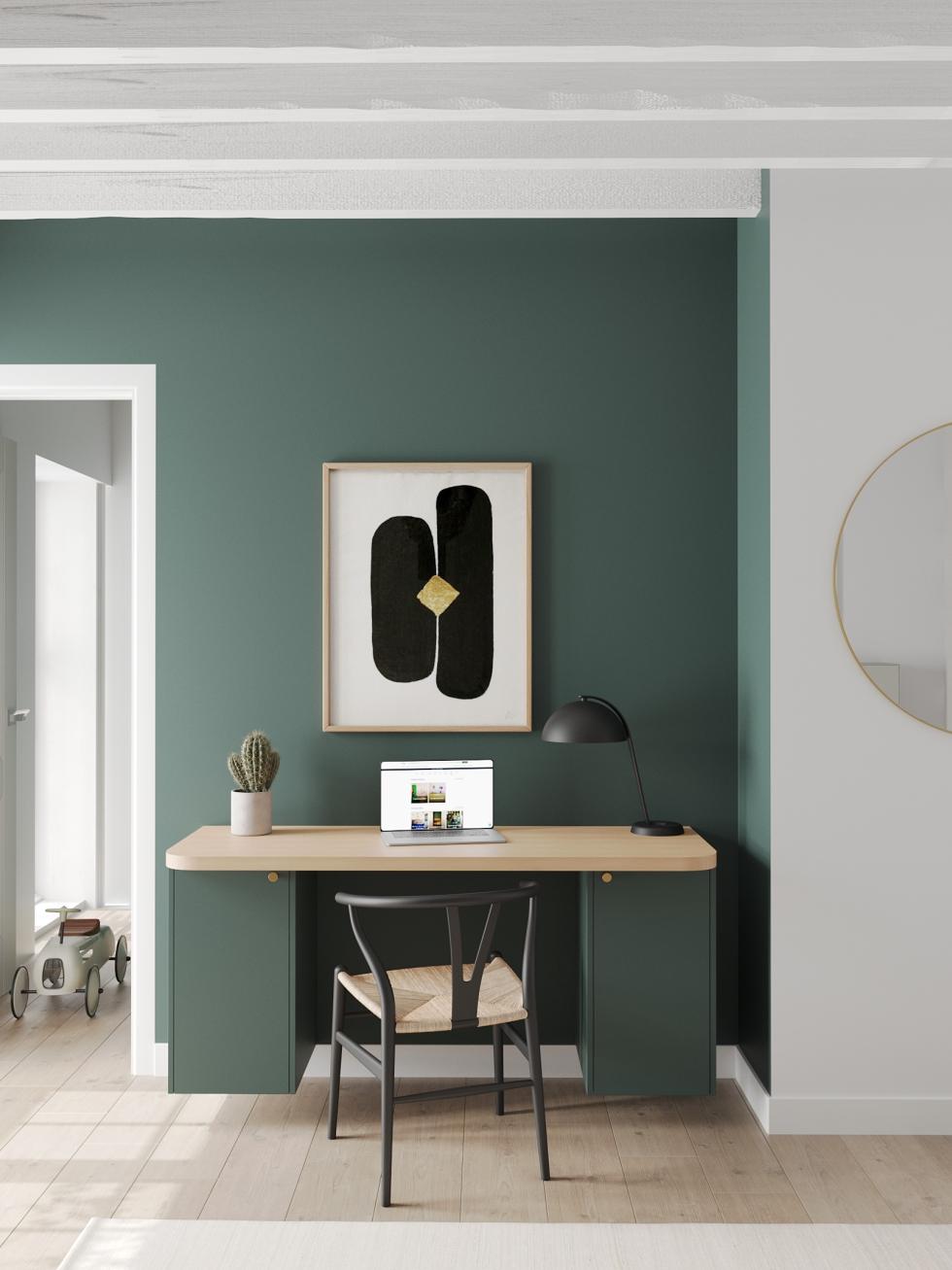 Bureau bleu paon