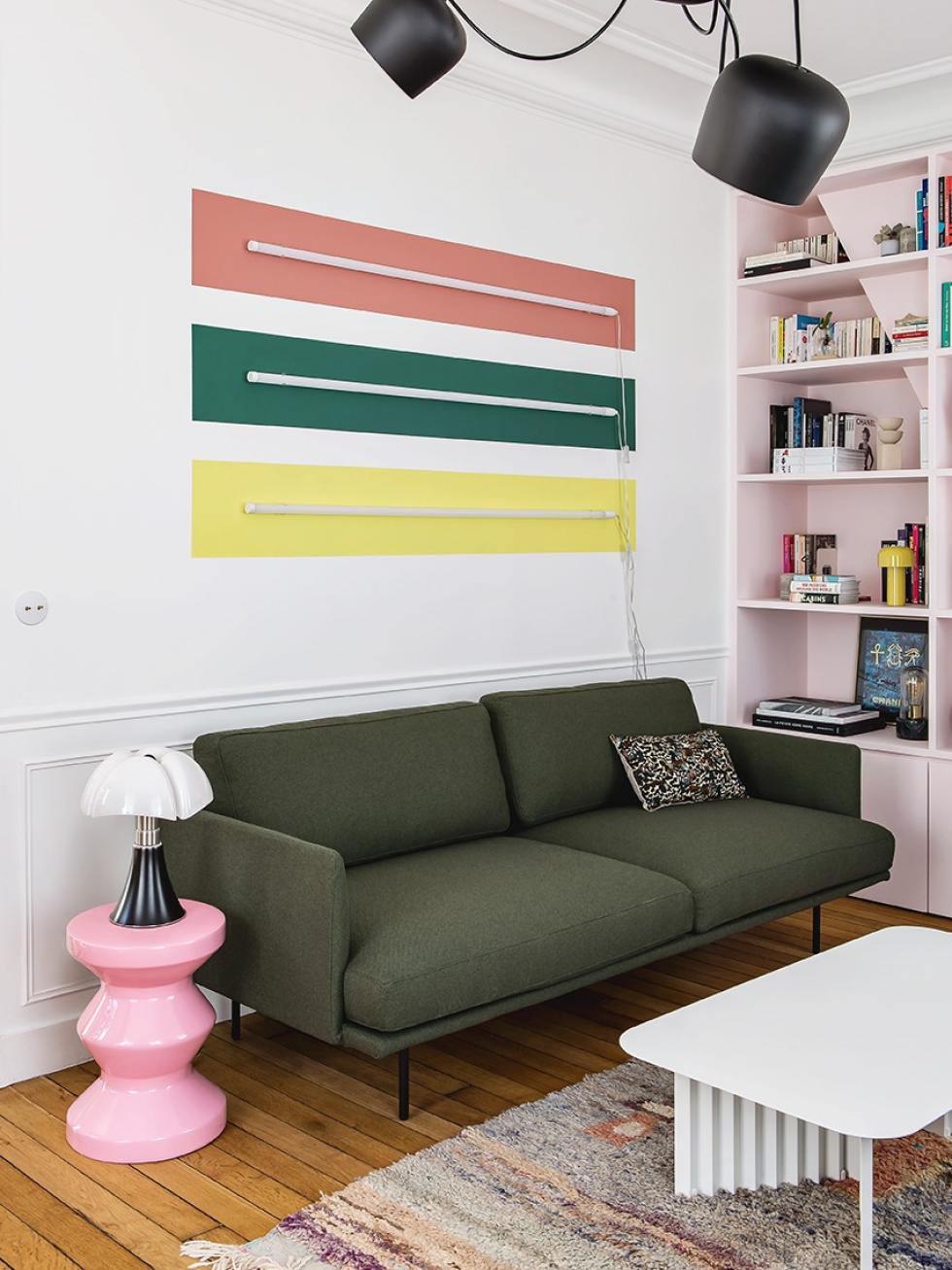 Projekt mit farbigen Wänden realisiert von Lucie Socrate ⓒ Hervé Goluza für Plum Living