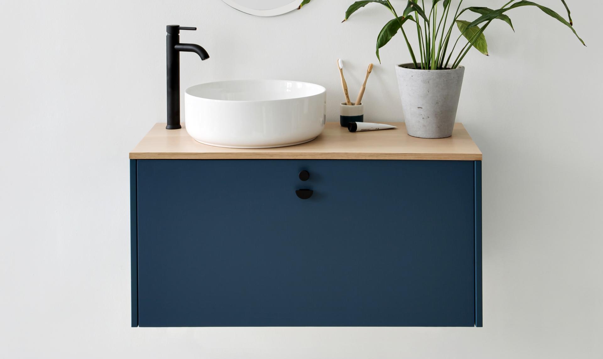 Waschbeckenschrank in Blau 03 - Bleu gris