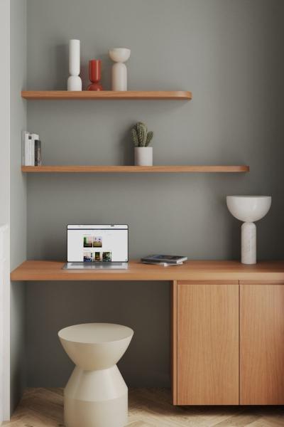 Un bureau en bois avec façades U-Shape