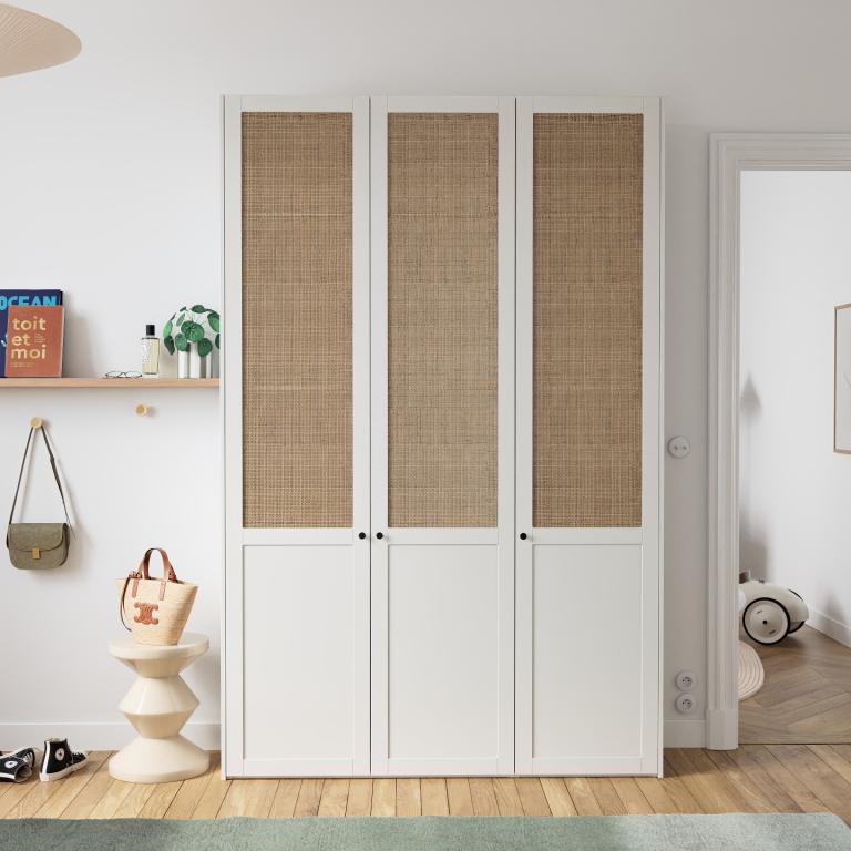 3 door Classic raffia wardrobe