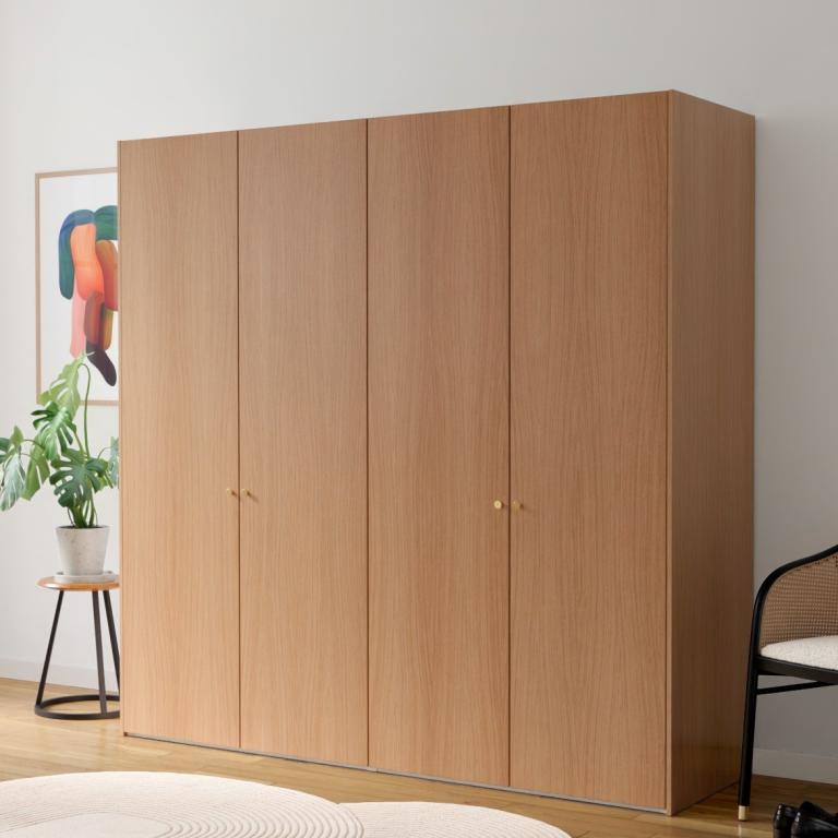 A 4-door oak wardrobe