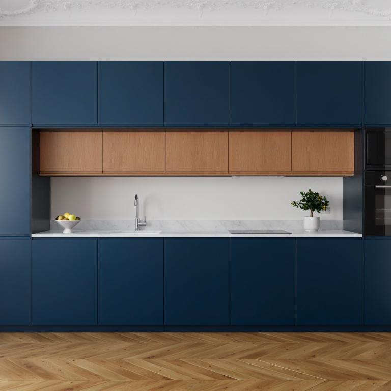 A kitchen with a geometric look