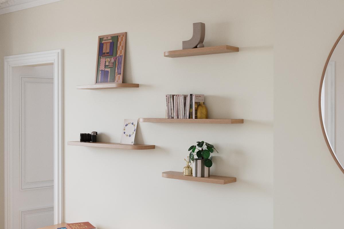 Curved floating shelf