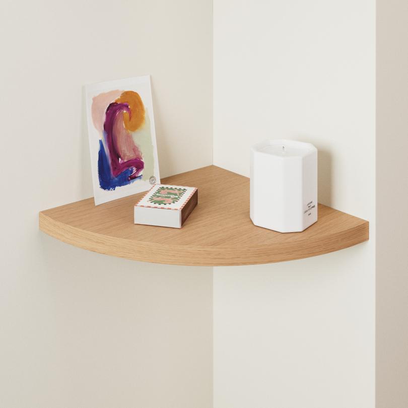 Corner curved floating shelf