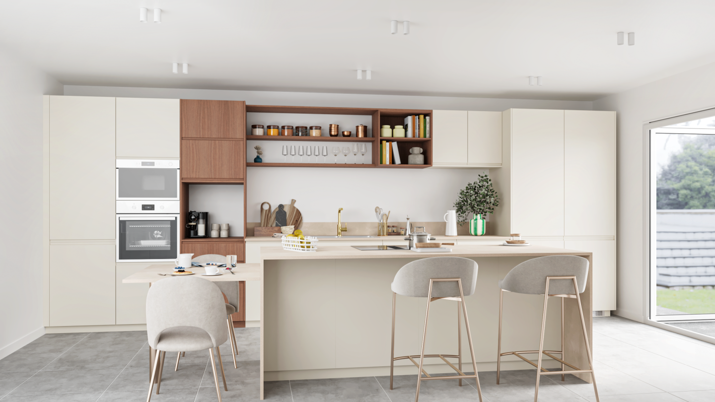 plum living Kitchen Natural Walnut, Beige 05 - Ivoire