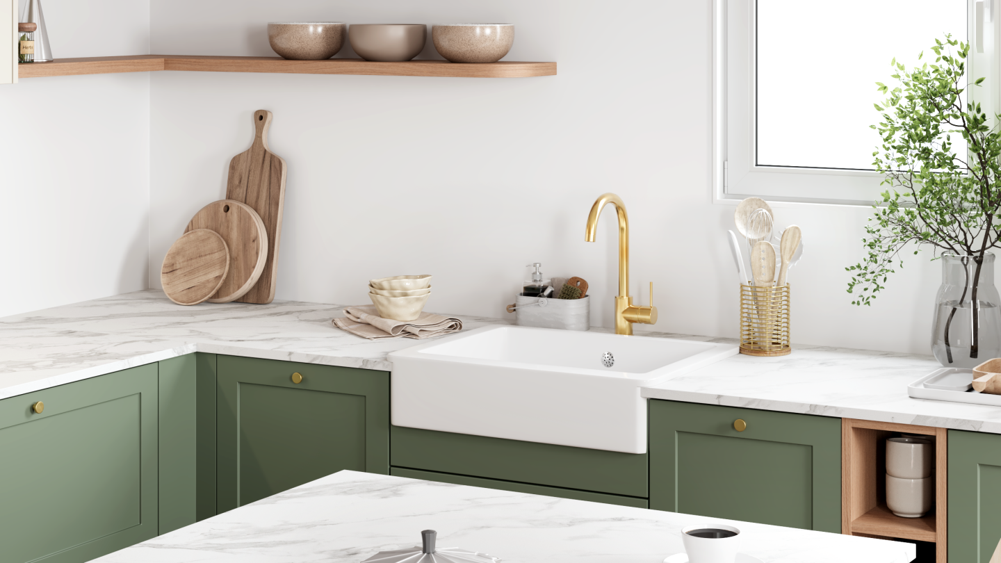 plum living Kitchen Green 03 - Vert de gris, Beige 04 - Lin