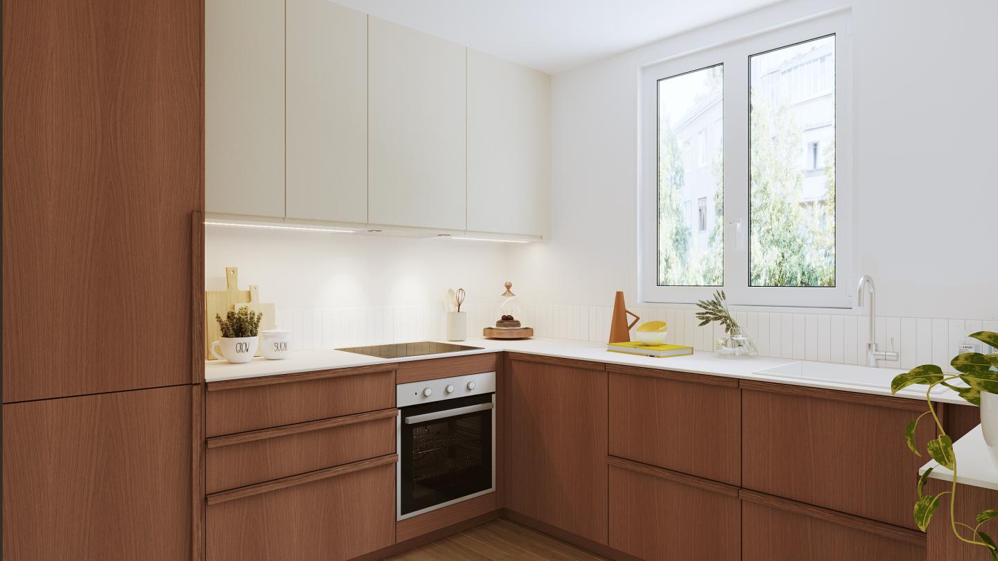 plum living Kitchen Natural Walnut, Beige 05 - Ivoire