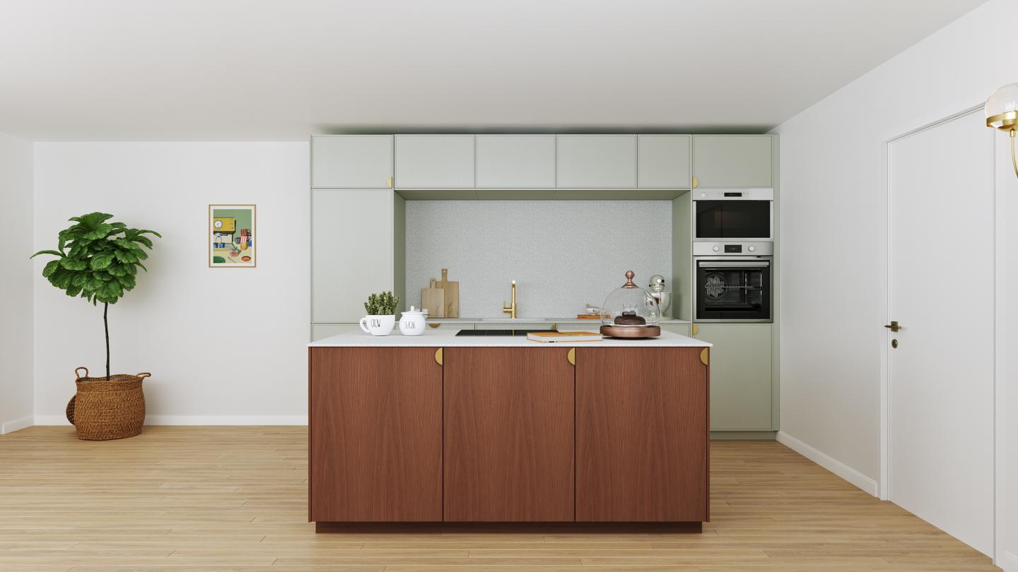 plum living Kitchen Natural Walnut, Green 01 - Amandier grisé