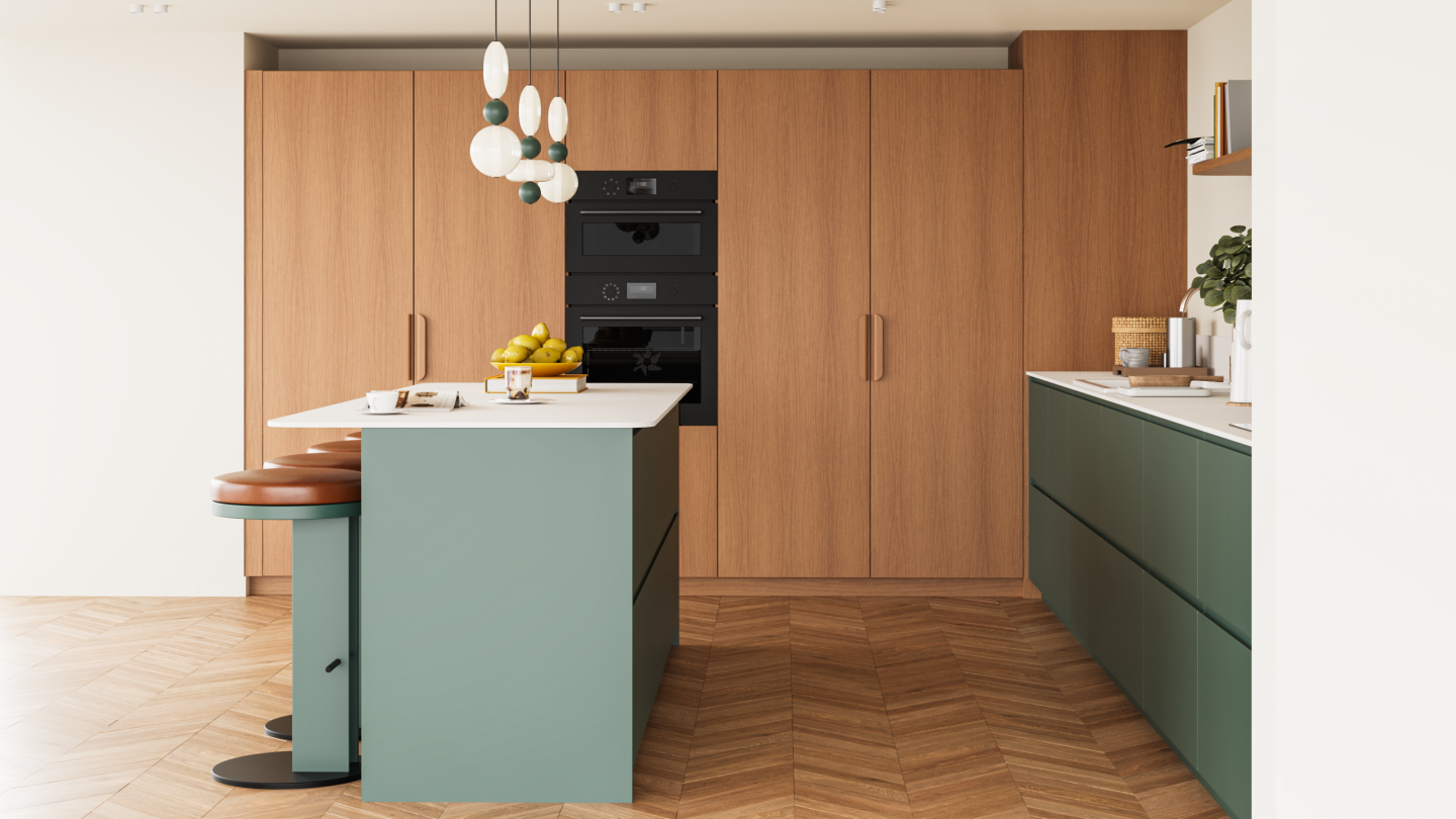 plum living Kitchen Honey oak, Green 13 - Canopée