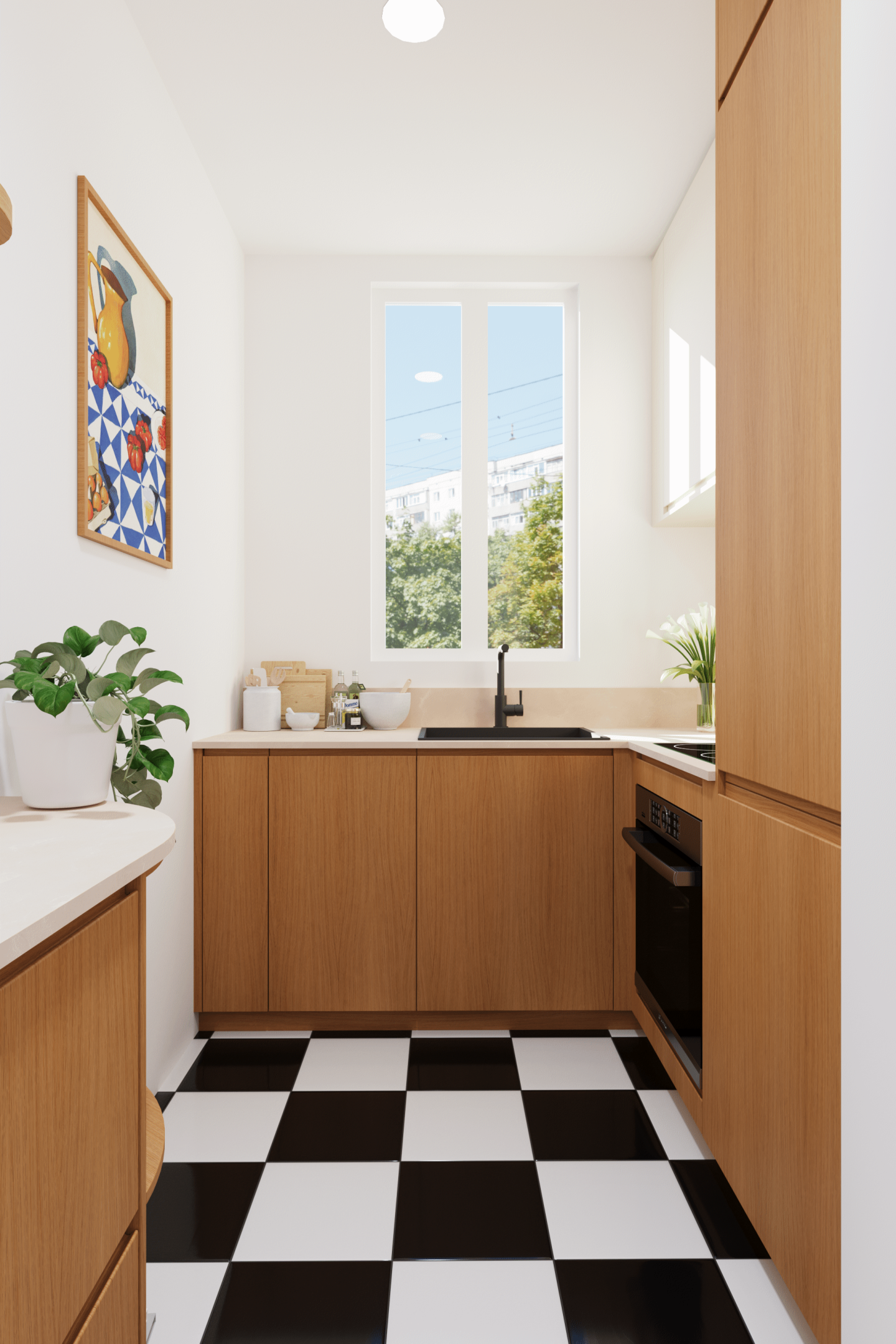 plum living Kitchen Beige 05 - Ivoire, Honey oak