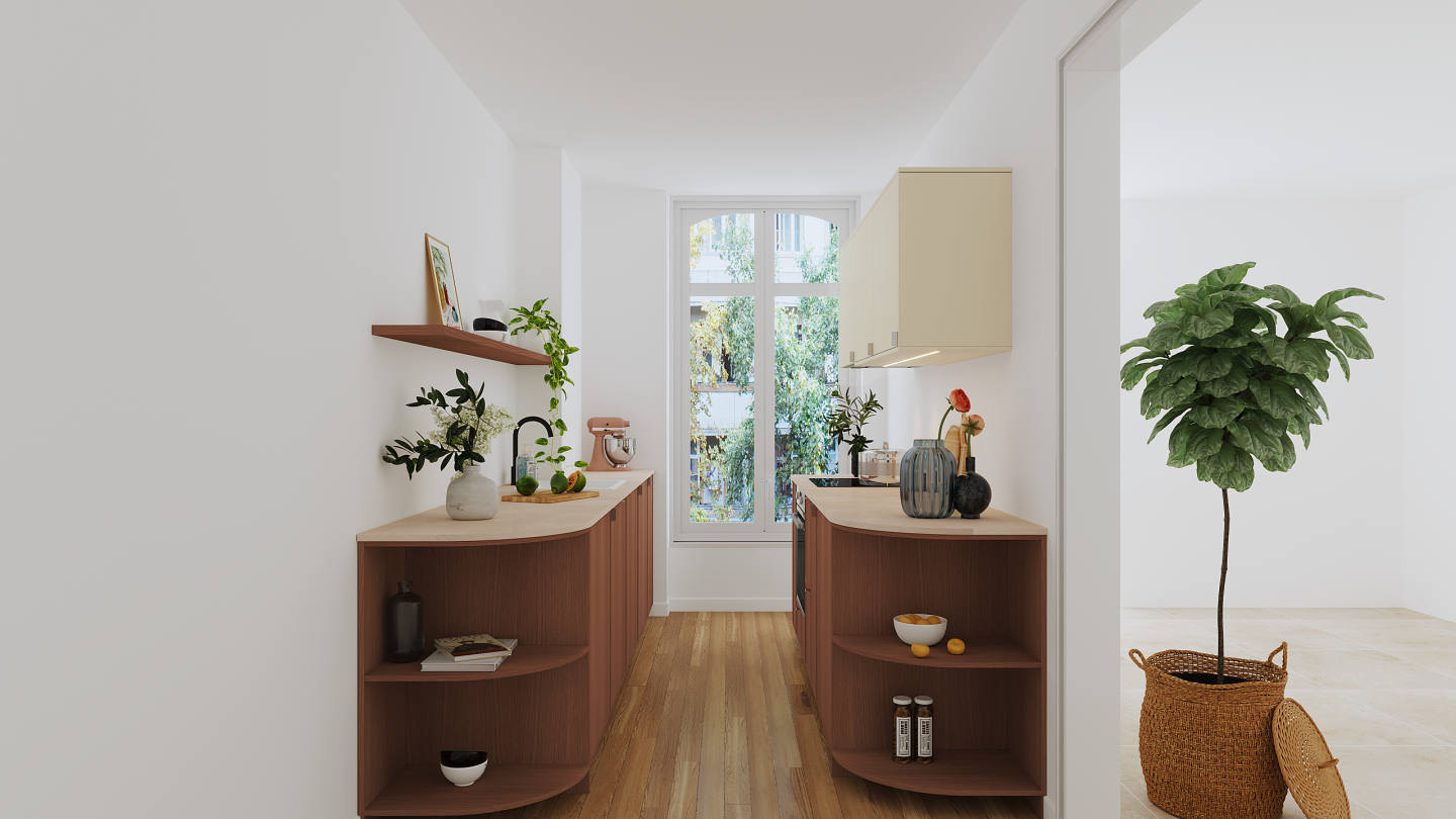 plum living Kitchen Natural Walnut, Beige 05 - Ivoire