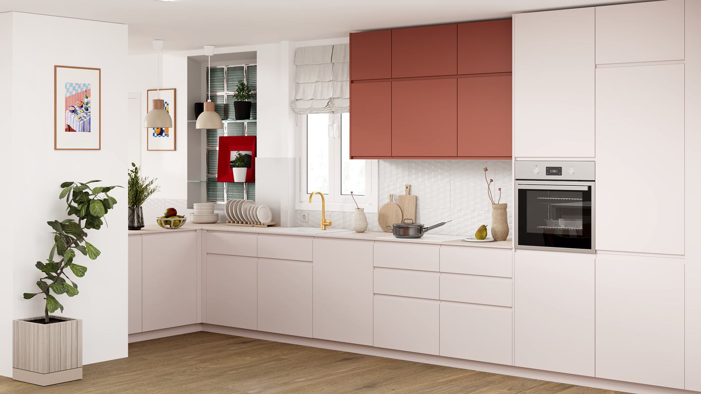 plum living Kitchen Beige 01 - Beige rosé, Red 02 - Argile