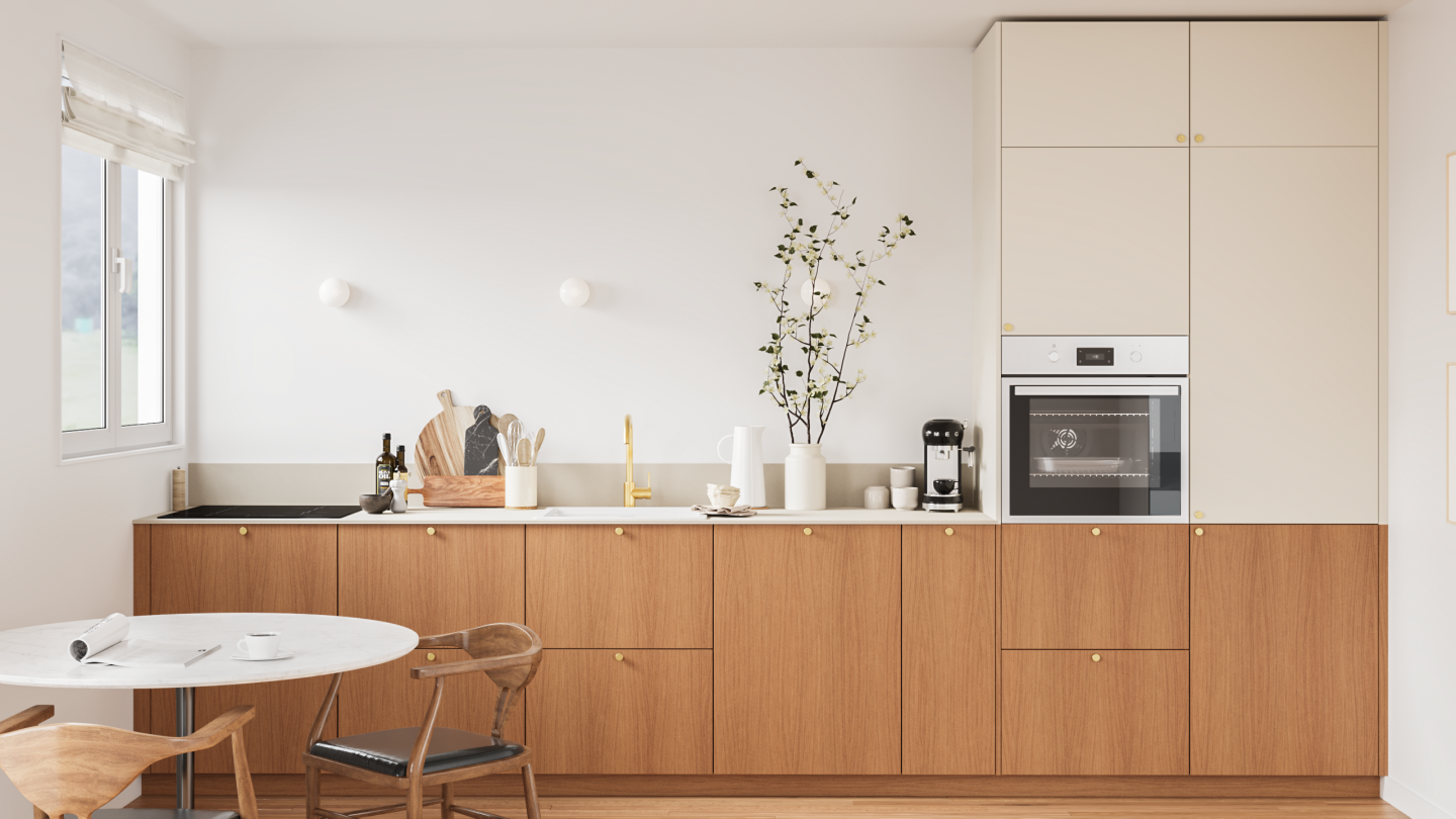 plum living Küche Beige 05 - Ivoire, Honig Eiche