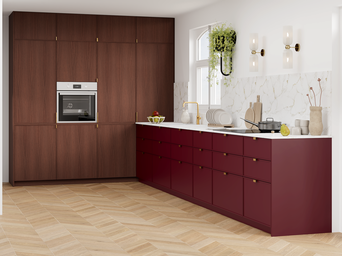 plum living Kitchen Natural Walnut, Red 08 - Grenat