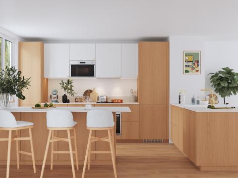 plum living Kitchen Natural Oak, White 01 - Blanc pur
