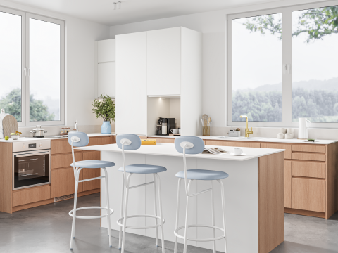 plum living Kitchen Natural Oak, White 01 - Blanc pur