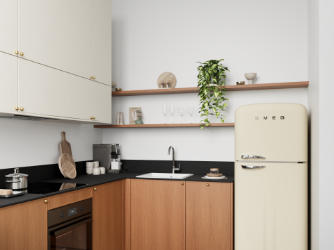 plum living Küche Beige 05 - Ivoire, Honig Eiche