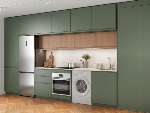 plum living Cuisine Chêne naturel, Vert de gris