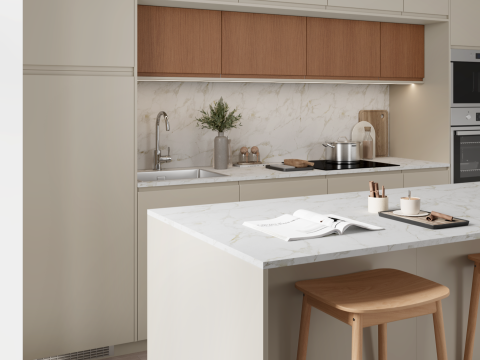 plum living Kitchen Beige 04 - Lin, Honey oak