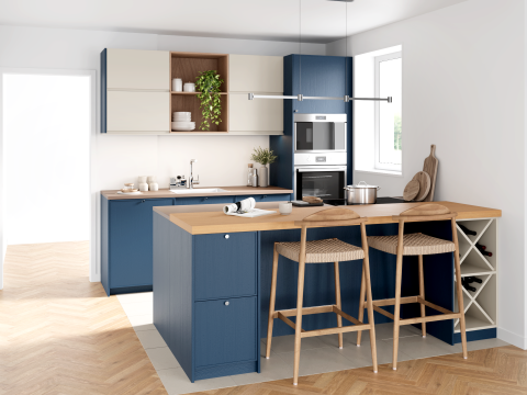 plum living Kitchen Blue 03 - Bleu gris, Beige 04 - Lin
