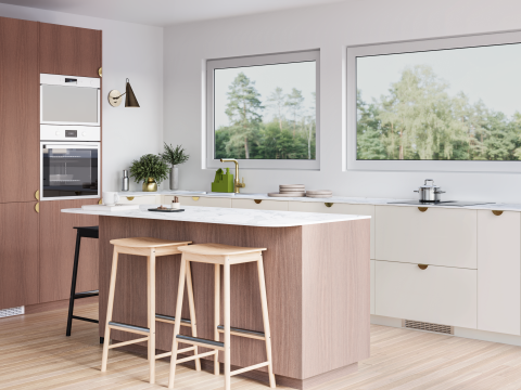 plum living Kitchen Natural Walnut, Beige 05 - Ivoire