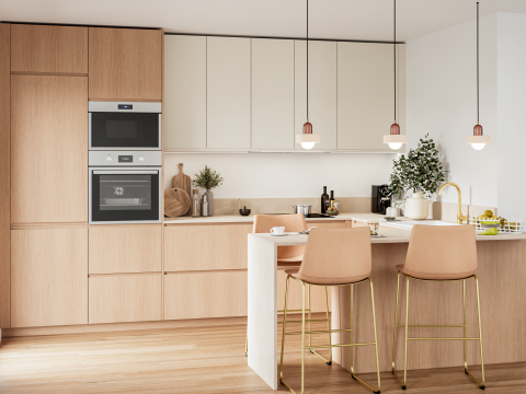 plum living Kitchen Natural Oak, Beige 05 - Ivoire