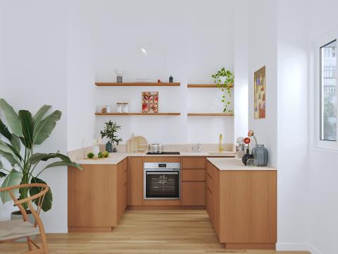 plum living Kitchen Honey oak