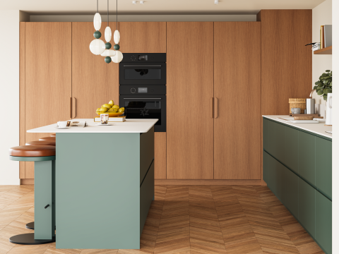 plum living Kitchen Honey oak, Green 13 - Canopée