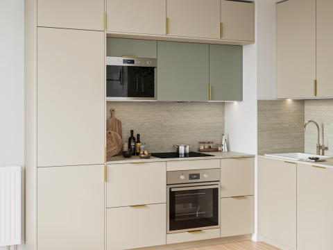 plum living Küche Grün 05 - Stone, Beige 04 - Lin