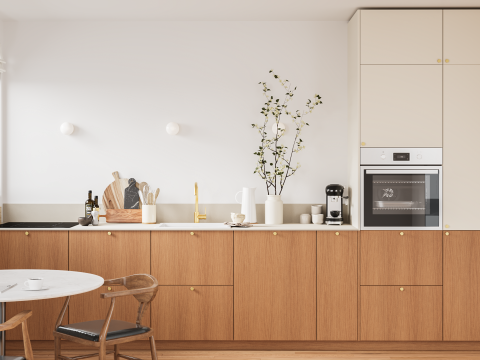 plum living Küche Beige 05 - Ivoire, Honig Eiche