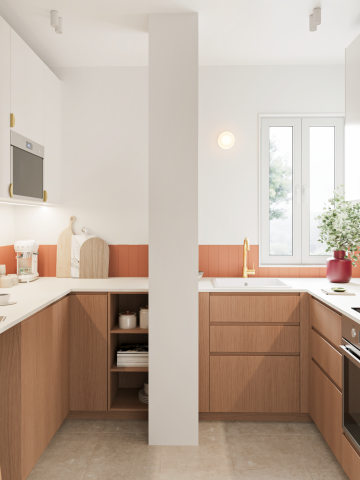 plum living Cuisine Chêne naturel, Blanc pur