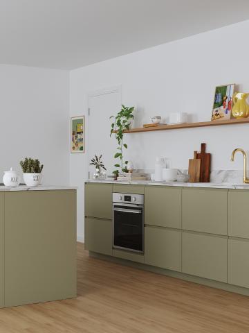 plum living Kitchen Natural Oak, Green 05 - Stone