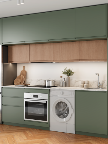plum living Cuisine Chêne naturel, Vert de gris