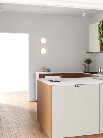 plum living Kitchen Beige 05 - Ivoire, Honey oak