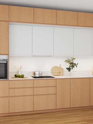 plum living Cuisine Chêne naturel, Blanc pur