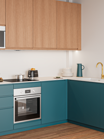 plum living Kitchen Natural Oak, Blue 01 - Lagon
