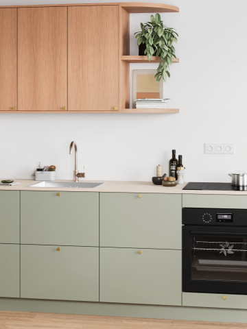 plum living Kitchen Natural Oak, Green 05 - Stone