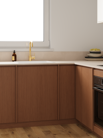 plum living Kitchen Beige 05 - Ivoire, Honey oak