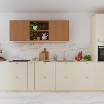 plum living Kitchen Beige 05 - Ivoire, Honey oak