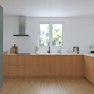 plum living Cuisine Chêne naturel, Vert de gris