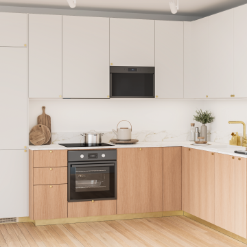 plum living Cuisine Chêne naturel, Blanc pur