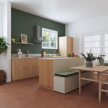 plum living Kitchen Natural Oak, Green 11 - Clay