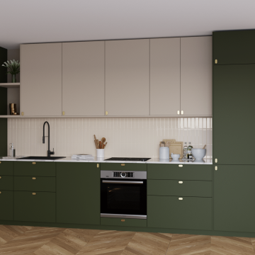 plum living Küche Grün 06 - Olive, Beige 04 - Lin