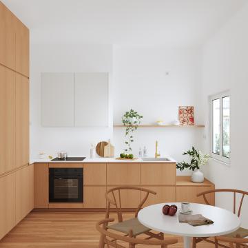 plum living Kitchen Natural Oak, White 01 - Blanc pur, Green 13 - Canopée
