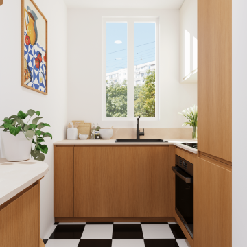 plum living Kitchen Beige 05 - Ivoire, Honey oak