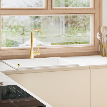 plum living Kitchen Beige 05 - Ivoire, Honey oak