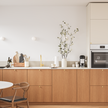plum living Kitchen Beige 05 - Ivoire, Honey oak