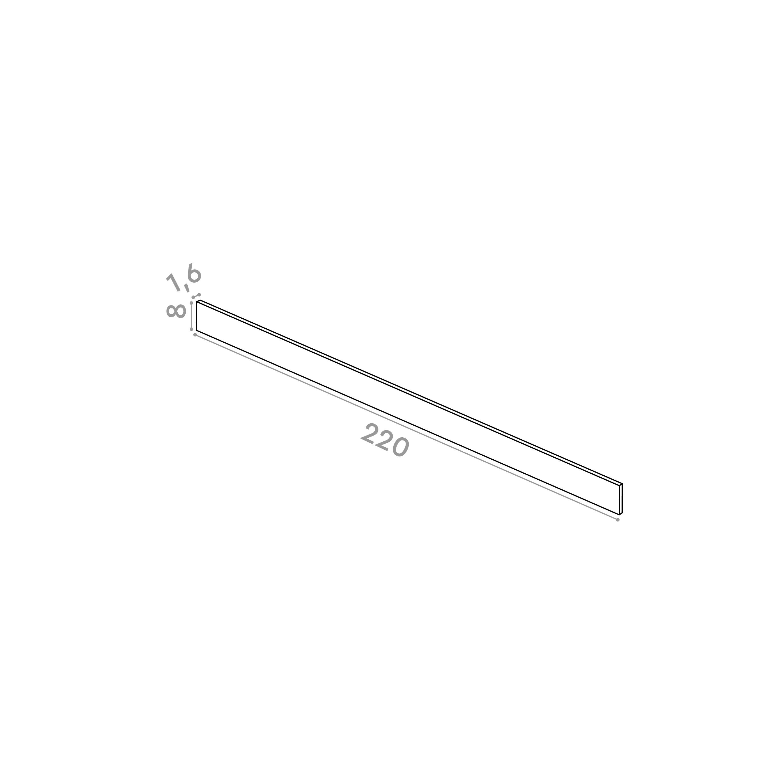 Plinthe 220x8cm | design lisse | laque mate